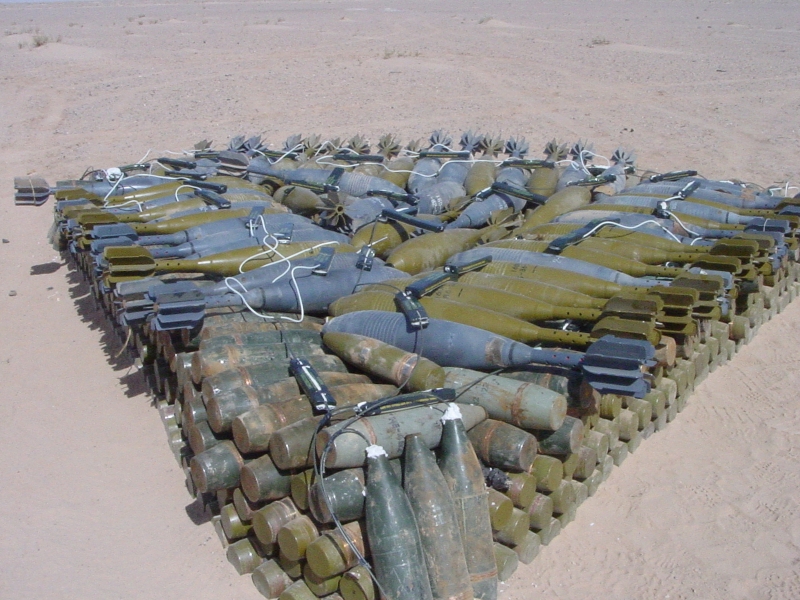 Artillery shells and some big-ass mortar-bombs